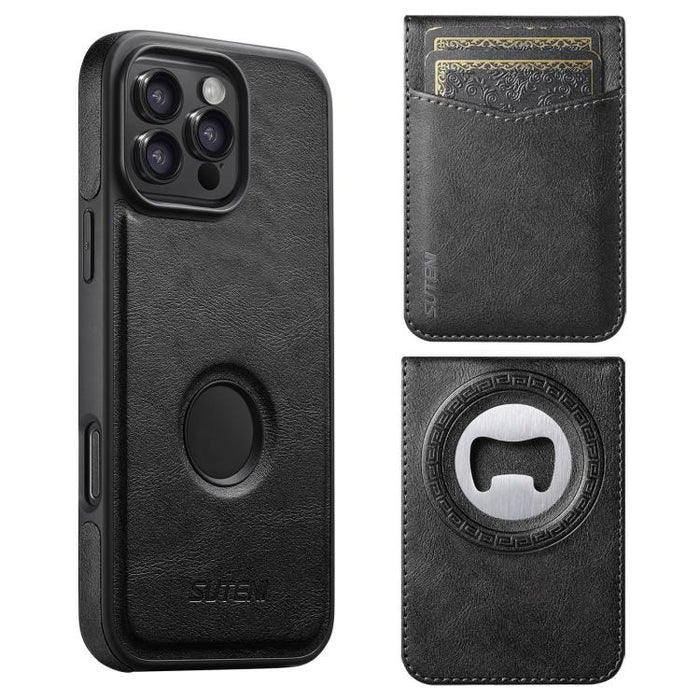 Funda para teléfono Suteni G1S5 2 en 1 con abrebotellas magnético desmontable, tarjetero y parte trasera de piel de vaca., For iPhone 17 Pro Max, For iPhone 17 Pro, For iPhone 17, For iPhone Air, For iPhone 16 Pro Max, For iPhone 16 Pro                ...