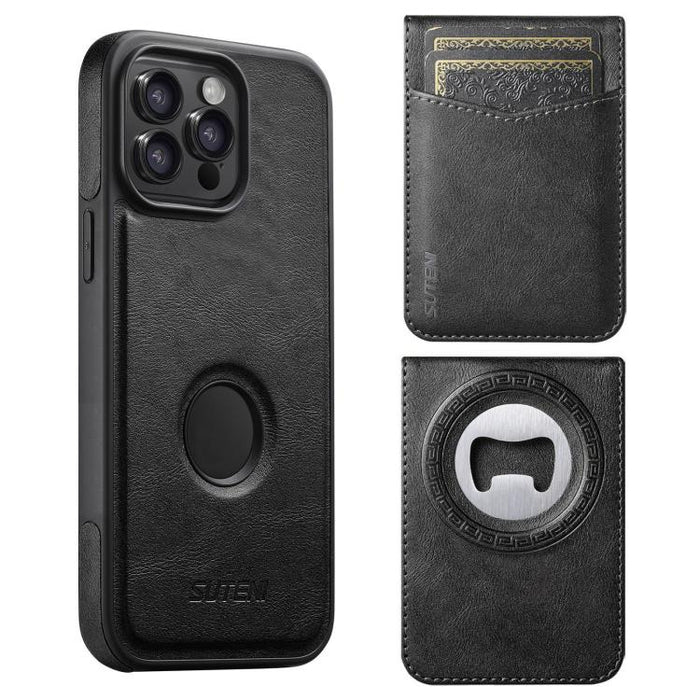 Funda para teléfono Suteni G1S5 2 en 1 con abrebotellas magnético desmontable, tarjetero y parte trasera de piel de vaca., For iPhone 17 Pro Max, For iPhone 17 Pro, For iPhone 17, For iPhone Air, For iPhone 16 Pro Max, For iPhone 16 Pro                ...