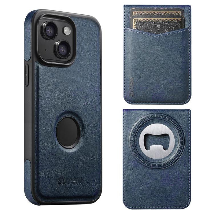 Funda para teléfono Suteni G1S5 2 en 1 con abrebotellas magnético desmontable, tarjetero y parte trasera de piel de vaca., For iPhone 17 Pro Max, For iPhone 17 Pro, For iPhone 17, For iPhone Air, For iPhone 16 Pro Max, For iPhone 16 Pro                ...