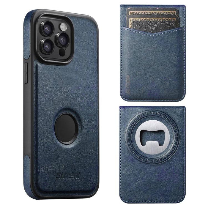 Funda para teléfono Suteni G1S5 2 en 1 con abrebotellas magnético desmontable, tarjetero y parte trasera de piel de vaca., For iPhone 17 Pro Max, For iPhone 17 Pro, For iPhone 17, For iPhone Air, For iPhone 16 Pro Max, For iPhone 16 Pro                ...