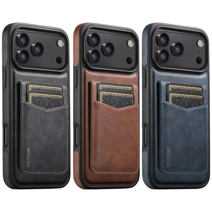 Funda para teléfono Suteni G1S5 2 en 1 con abrebotellas magnético desmontable, tarjetero y parte trasera de piel de vaca., For iPhone 17 Pro Max, For iPhone 17 Pro, For iPhone 17, For iPhone Air, For iPhone 16 Pro Max, For iPhone 16 Pro                ...