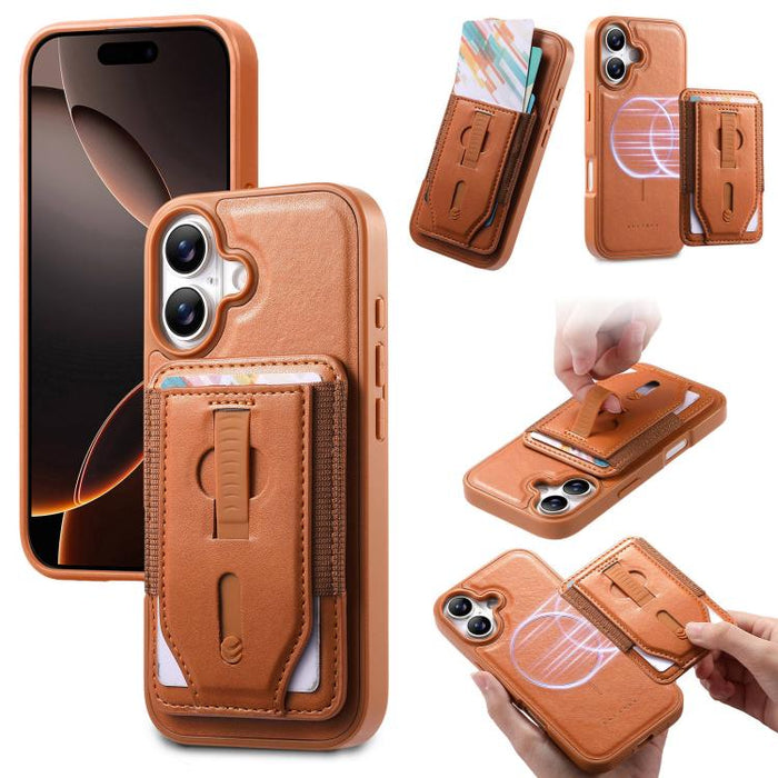 Funda para teléfono CaseNeo Retro con pulsera elástica y tarjetero magnético., For iPhone 17