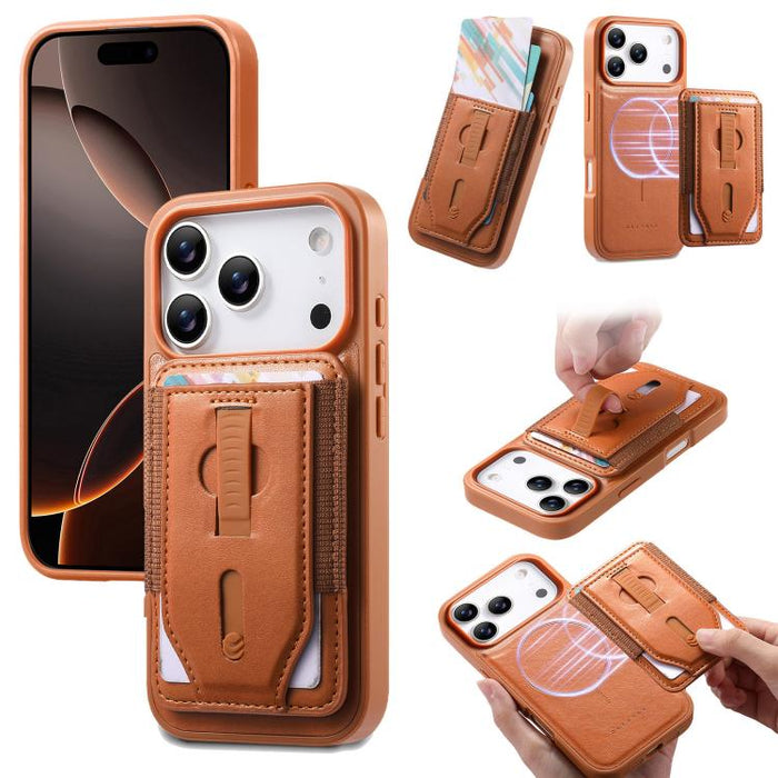 Funda para teléfono CaseNeo Retro con pulsera elástica y tarjetero magnético., For iPhone 17