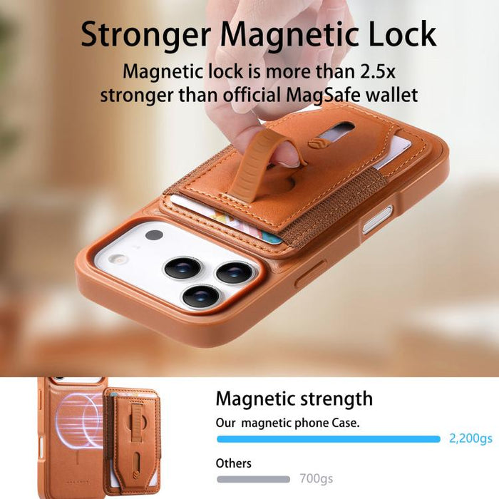 Funda para teléfono CaseNeo Retro con pulsera elástica y tarjetero magnético., For iPhone 17