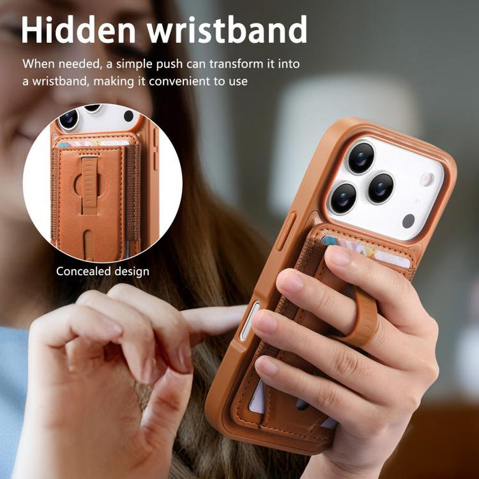 Funda para teléfono CaseNeo Retro con pulsera elástica y tarjetero magnético., For iPhone 17