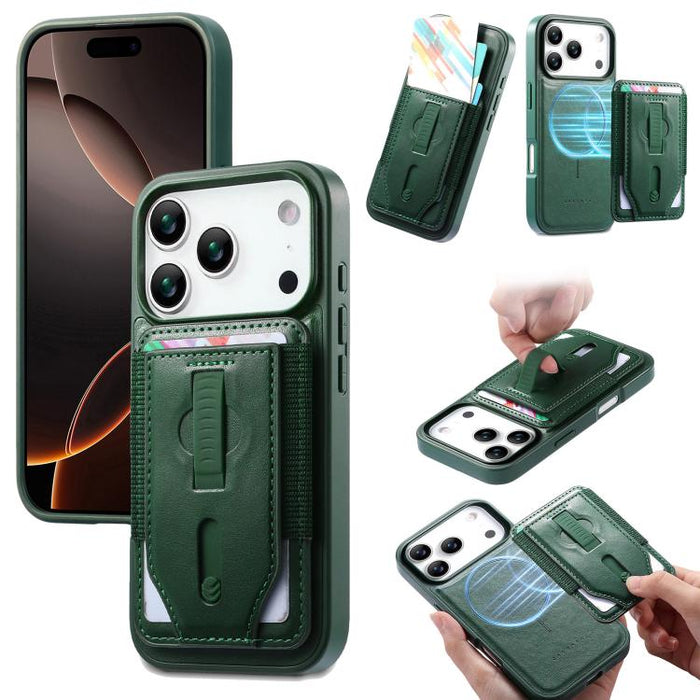Funda para teléfono CaseNeo Retro con pulsera elástica y tarjetero magnético., For iPhone 17