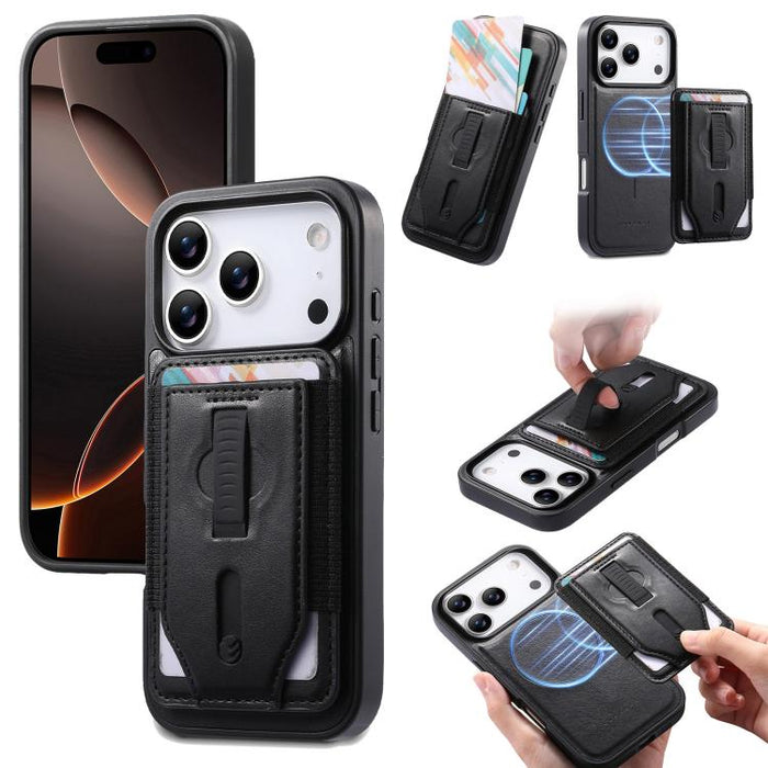 Funda para teléfono CaseNeo Retro con pulsera elástica y tarjetero magnético., For iPhone 17