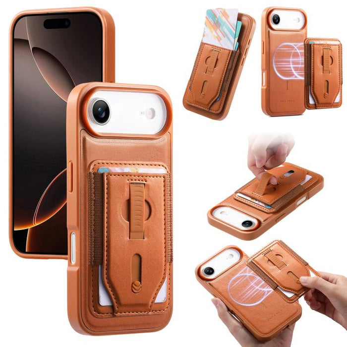 Funda para teléfono CaseNeo Retro con pulsera elástica y tarjetero magnético., For iPhone 17