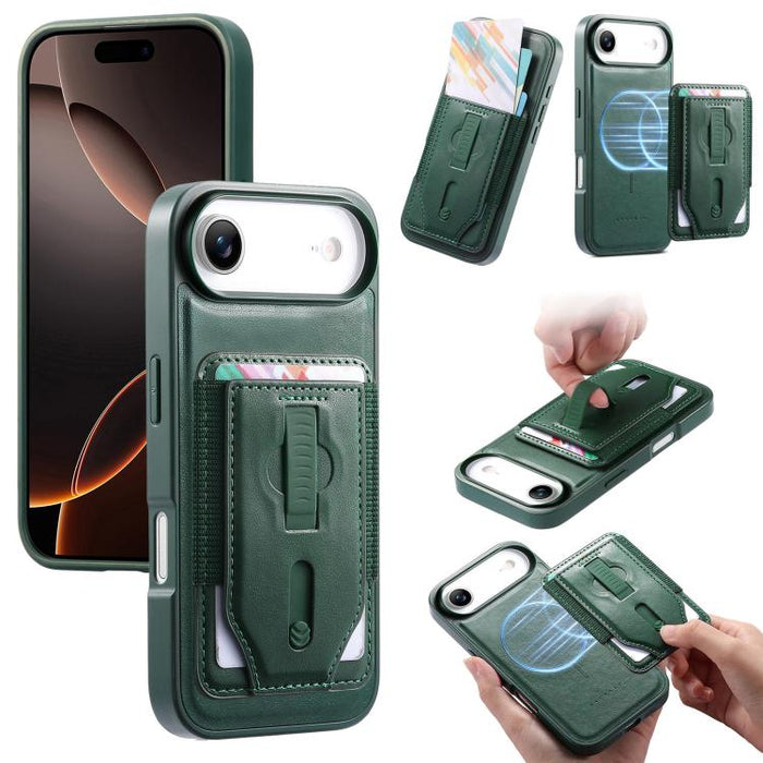 Funda para teléfono CaseNeo Retro con pulsera elástica y tarjetero magnético., For iPhone 17