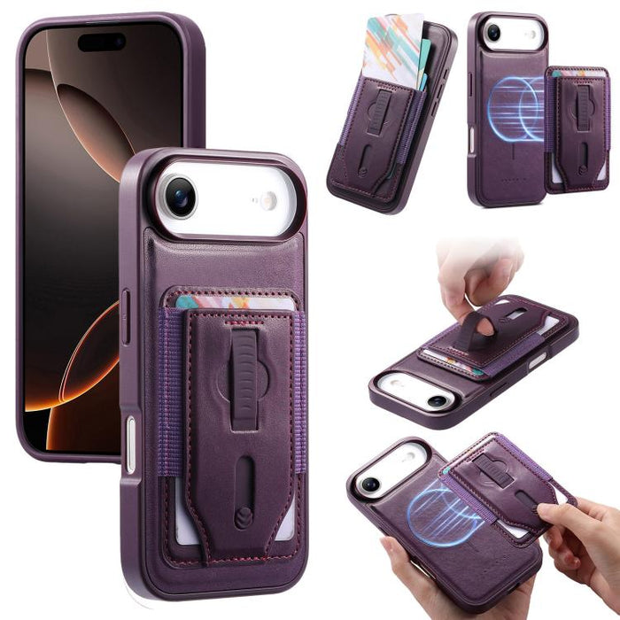 Funda para teléfono CaseNeo Retro con pulsera elástica y tarjetero magnético., For iPhone 17