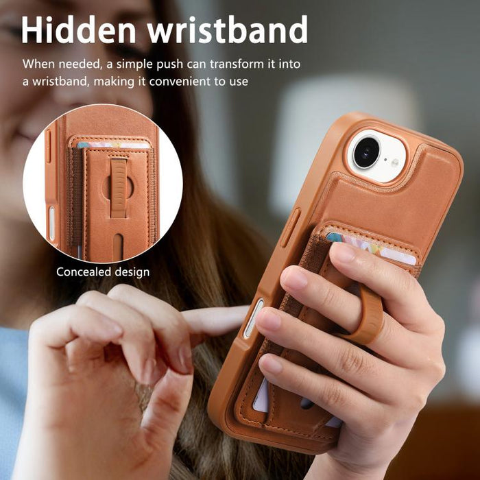 Funda para teléfono CaseNeo Retro con pulsera elástica y tarjetero magnético., For iPhone 17