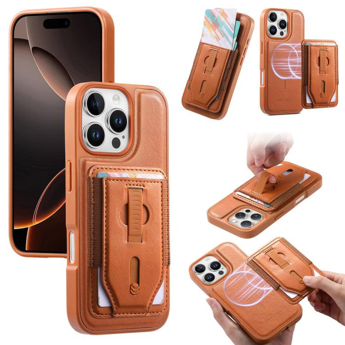 Funda para teléfono CaseNeo Retro con pulsera elástica y tarjetero magnético., For iPhone 17