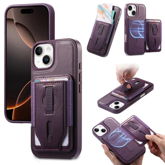Funda para teléfono CaseNeo Retro con pulsera elástica y tarjetero magnético., For iPhone 17