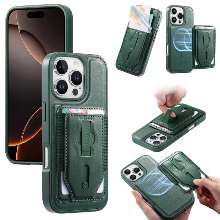 Funda para teléfono CaseNeo Retro con pulsera elástica y tarjetero magnético., For iPhone 17