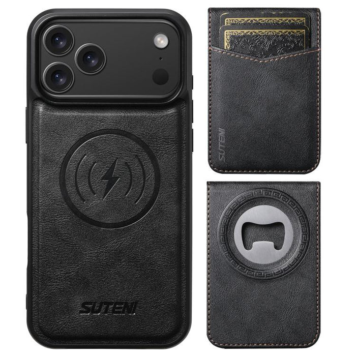 Funda para teléfono Suteni G5S5 2 en 1 con abrebotellas magnético desmontable, tarjetero y parte trasera de piel de vaca., For iPhone 17 Pro Max, For iPhone 17 Pro, For iPhone 17, For iPhone Air, For iPhone 16 Pro Max, For iPhone 16 Pro                ...