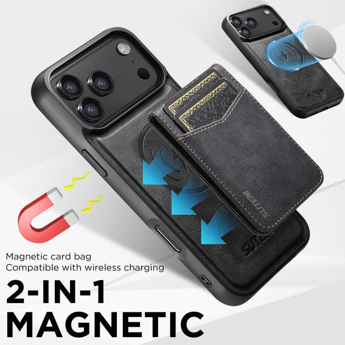 Funda para teléfono Suteni G5S5 2 en 1 con abrebotellas magnético desmontable, tarjetero y parte trasera de piel de vaca., For iPhone 17 Pro Max, For iPhone 17 Pro, For iPhone 17, For iPhone Air, For iPhone 16 Pro Max, For iPhone 16 Pro                ...