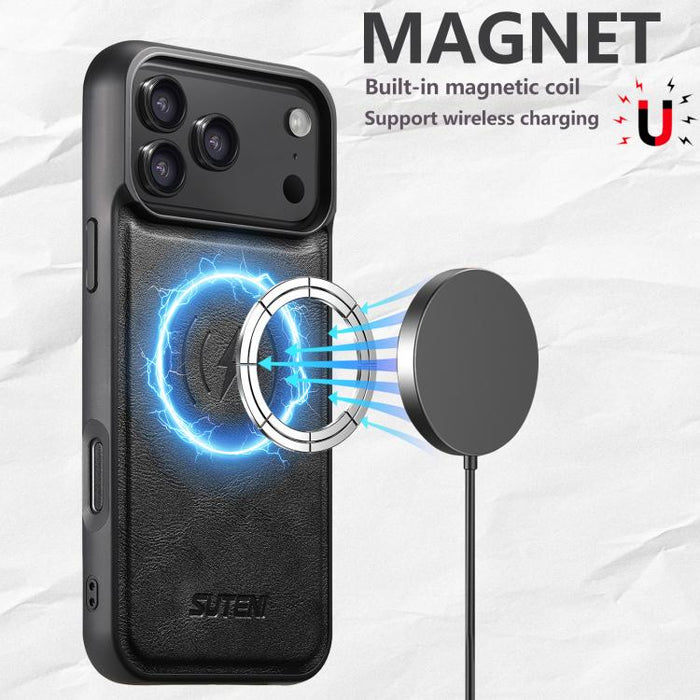 Funda para teléfono Suteni G5S5 2 en 1 con abrebotellas magnético desmontable, tarjetero y parte trasera de piel de vaca., For iPhone 17 Pro Max, For iPhone 17 Pro, For iPhone 17, For iPhone Air, For iPhone 16 Pro Max, For iPhone 16 Pro                ...