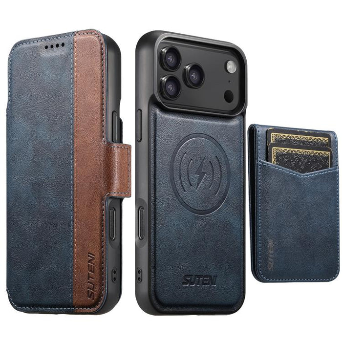 Funda para teléfono Suteni Q07S5 3 en 1 desmontable con abridor de botellas, tarjetero y cierre magnético, fabricada en piel vegana con empalme izquierdo y derecho., For iPhone 17 Pro Max, For iPhone 17 Pro, For iPhone 17, For iPhone Air               ...