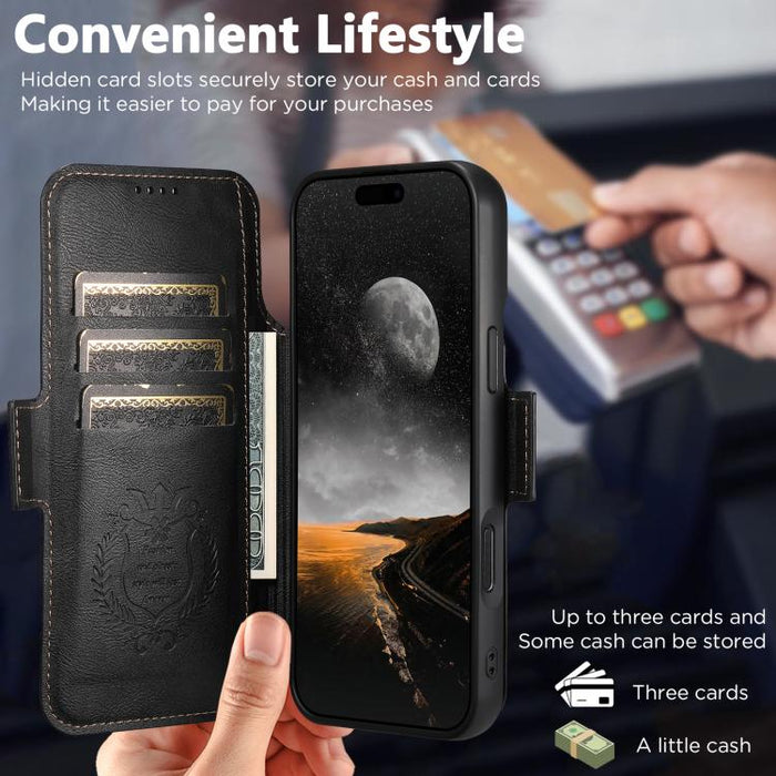 Funda para teléfono Suteni Q07S5 3 en 1 desmontable con abridor de botellas, tarjetero y cierre magnético, fabricada en piel vegana con empalme izquierdo y derecho., For iPhone 17 Pro Max, For iPhone 17 Pro, For iPhone 17, For iPhone Air               ...