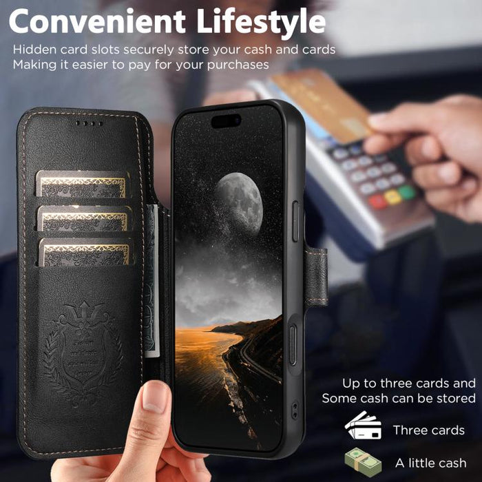 Funda para teléfono Suteni Q05S5 3 en 1 con abridor de botellas desmontable, tarjetero magnético, piel de vacuno y piel vegana., For iPhone 17 Pro Max, For iPhone 17 Pro, For iPhone 17, For iPhone Air, For iPhone 16 Pro Max, For iPhone 16 Pro          ...