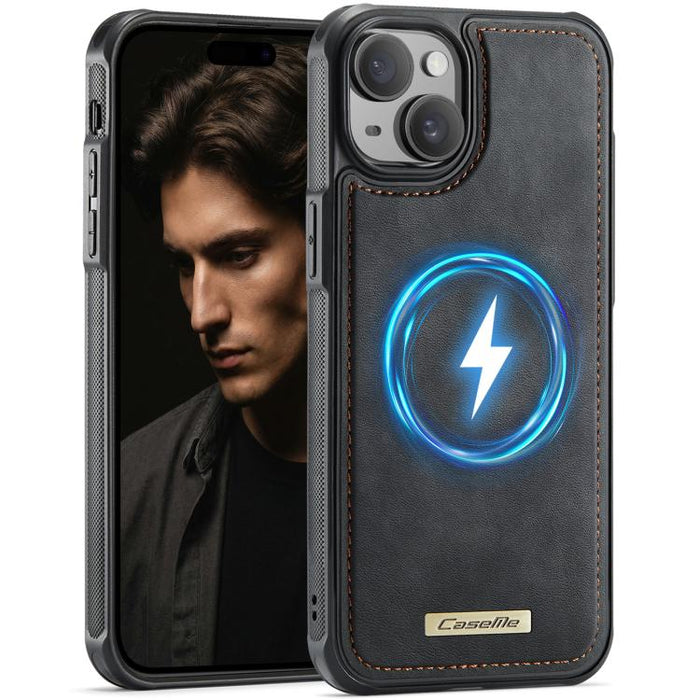 Funda trasera magnética de piel vegana para teléfono CaseMe Serie C69, For iPhone 11, For iPhone 11 Pro, For iPhone 17e /16e, For iPhone 15 Plus / 14 Plus, For iPhone 12 / 12 Pro