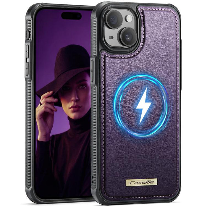 Funda trasera magnética de piel vegana para teléfono CaseMe Serie C69, For iPhone 11, For iPhone 11 Pro, For iPhone 17e /16e, For iPhone 15 Plus / 14 Plus, For iPhone 12 / 12 Pro