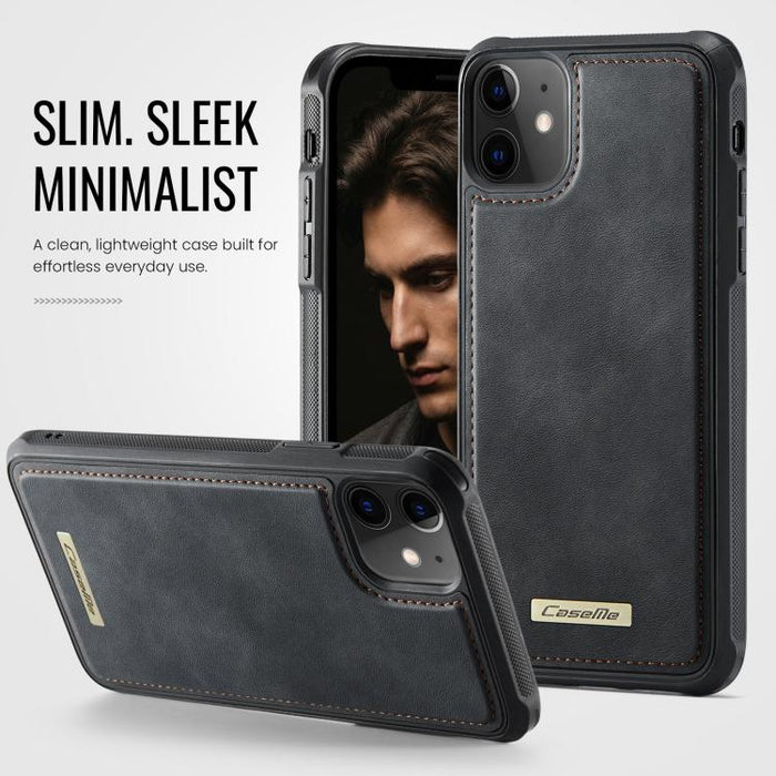 Funda trasera magnética de piel vegana para teléfono CaseMe Serie C69, For iPhone 11, For iPhone 11 Pro, For iPhone 17e /16e, For iPhone 15 Plus / 14 Plus, For iPhone 12 / 12 Pro