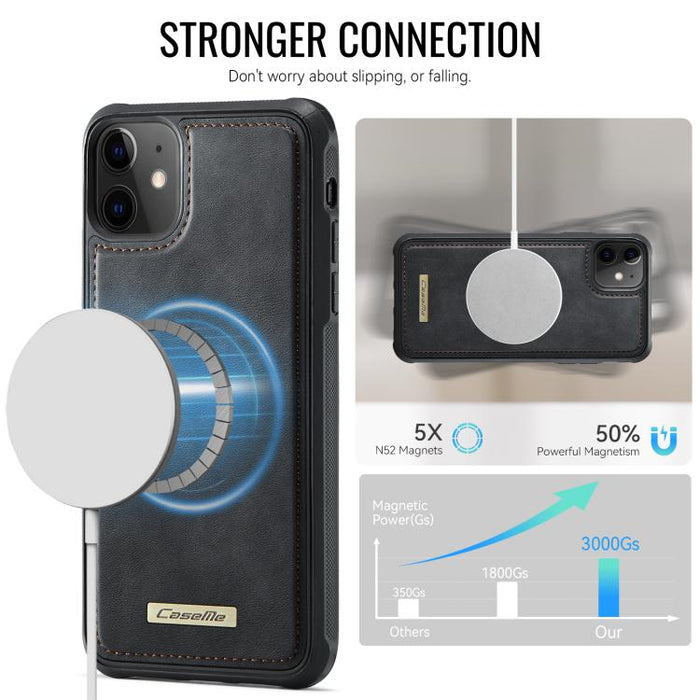 Funda trasera magnética de piel vegana para teléfono CaseMe Serie C69, For iPhone 11, For iPhone 11 Pro, For iPhone 17e /16e, For iPhone 15 Plus / 14 Plus, For iPhone 12 / 12 Pro