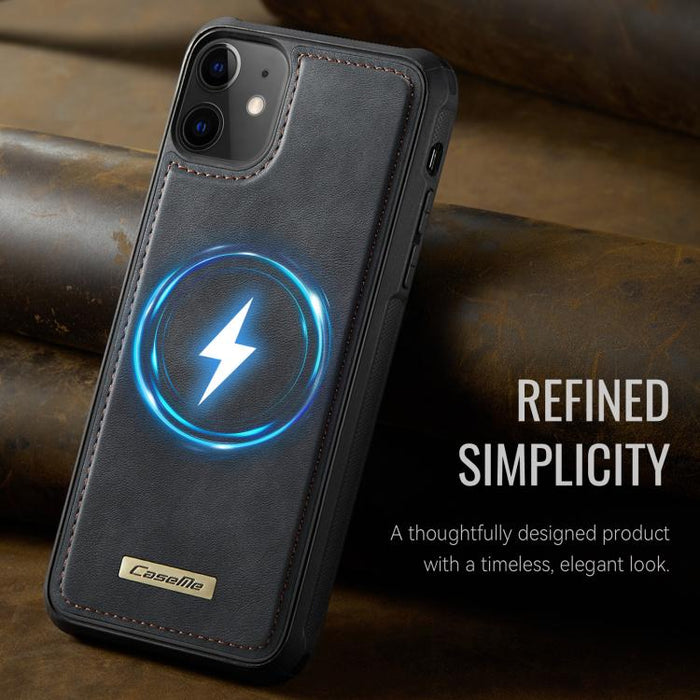Funda trasera magnética de piel vegana para teléfono CaseMe Serie C69, For iPhone 11, For iPhone 11 Pro, For iPhone 17e /16e, For iPhone 15 Plus / 14 Plus, For iPhone 12 / 12 Pro