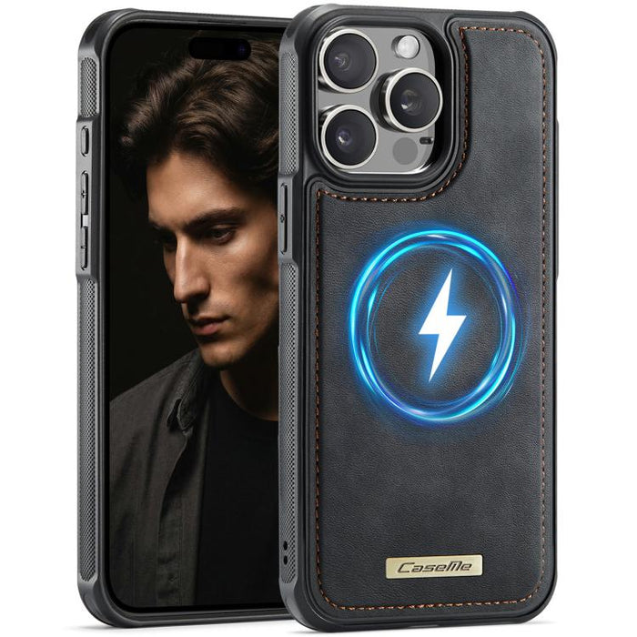 Funda trasera magnética de piel vegana para teléfono CaseMe Serie C69, For iPhone 11, For iPhone 11 Pro, For iPhone 17e /16e, For iPhone 15 Plus / 14 Plus, For iPhone 12 / 12 Pro