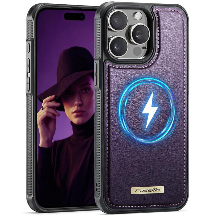 Funda trasera magnética de piel vegana para teléfono CaseMe Serie C69, For iPhone 11, For iPhone 11 Pro, For iPhone 17e /16e, For iPhone 15 Plus / 14 Plus, For iPhone 12 / 12 Pro