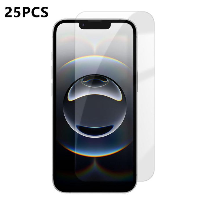 25 láminas de vidrio templado HD antihuellas de aluminio de alta calidad con protección semitransparente., For iPhone 17e / 16e, For iPhone 17 Pro Max, For iPhone 17 Pro, For iPhone 17, For iPhone Air, For iPhone 16 Pro Max, For iPhone 16 Pro          ...