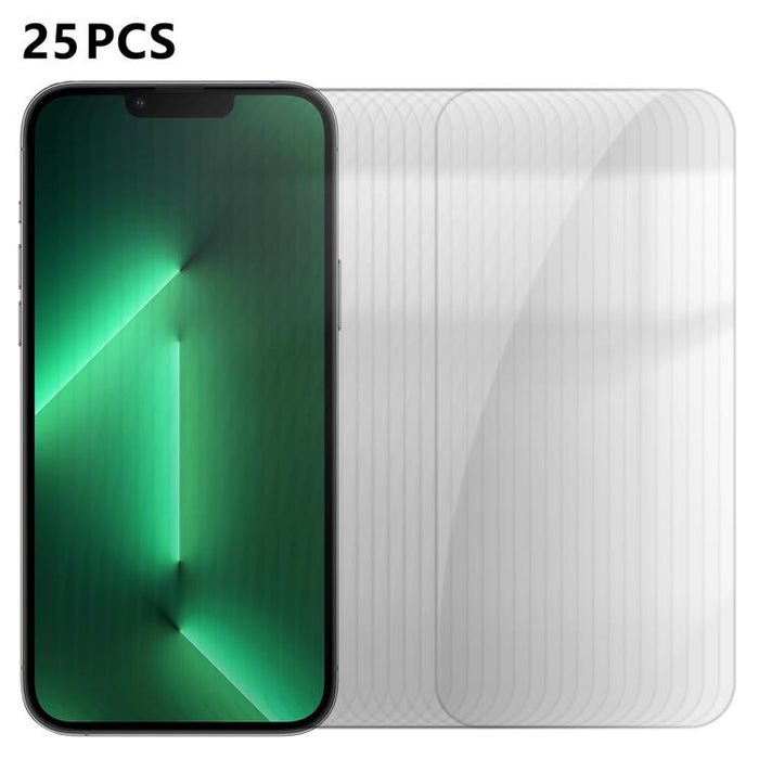 25 láminas de vidrio templado HD antihuellas de aluminio de alta calidad con protección semitransparente., For iPhone 17e / 16e, For iPhone 17 Pro Max, For iPhone 17 Pro, For iPhone 17, For iPhone Air, For iPhone 16 Pro Max, For iPhone 16 Pro          ...