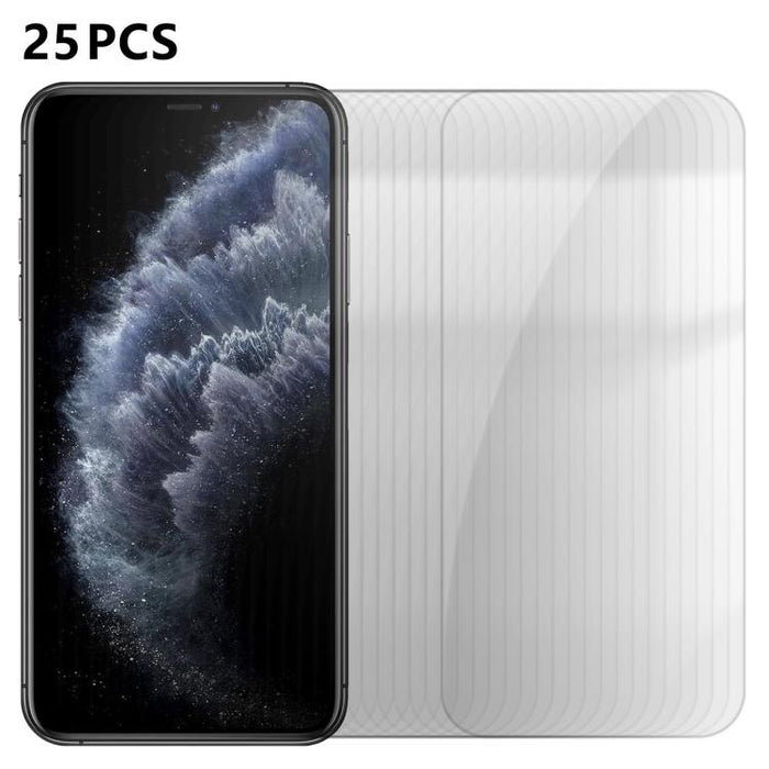 25 láminas de vidrio templado HD antihuellas de aluminio de alta calidad con protección semitransparente., For iPhone 17e / 16e, For iPhone 17 Pro Max, For iPhone 17 Pro, For iPhone 17, For iPhone Air, For iPhone 16 Pro Max, For iPhone 16 Pro          ...