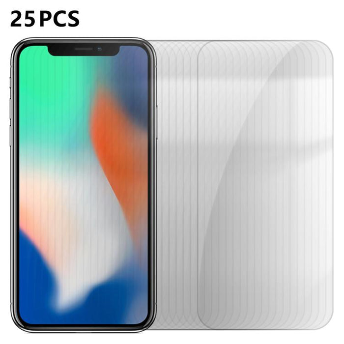 25 láminas de vidrio templado HD antihuellas de aluminio de alta calidad con protección semitransparente., For iPhone 17e / 16e, For iPhone 17 Pro Max, For iPhone 17 Pro, For iPhone 17, For iPhone Air, For iPhone 16 Pro Max, For iPhone 16 Pro          ...