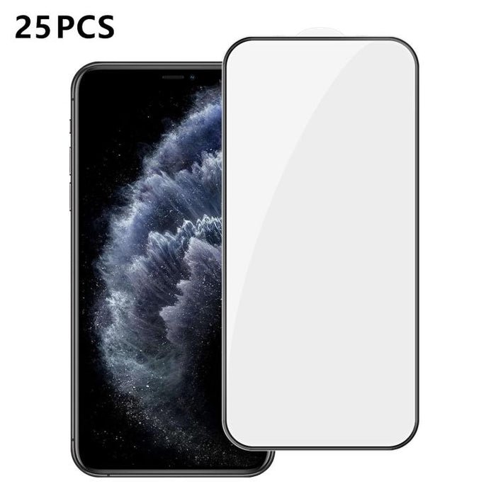 25 láminas de vidrio templado HD de alta calidad, con acabado de aluminio, cobertura total, antihuellas y serigrafía., For iPhone 17e / 16e, For iPhone 17 Pro Max, For iPhone 17 Pro, For iPhone 17, For iPhone Air, For iPhone 16 Pro Max, For iPhone 16 P...