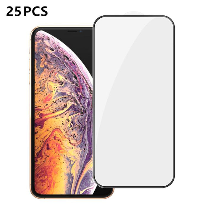 25 láminas de vidrio templado HD de alta calidad, con acabado de aluminio, cobertura total, antihuellas y serigrafía., For iPhone 17e / 16e, For iPhone 17 Pro Max, For iPhone 17 Pro, For iPhone 17, For iPhone Air, For iPhone 16 Pro Max, For iPhone 16 P...