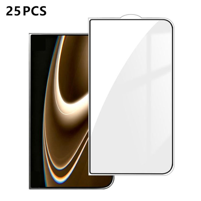 25 láminas de vidrio templado HD de alta calidad, con acabado de aluminio, cobertura total, antihuellas y serigrafía., For iPhone 17e / 16e, For iPhone 17 Pro Max, For iPhone 17 Pro, For iPhone 17, For iPhone Air, For iPhone 16 Pro Max, For iPhone 16 P...