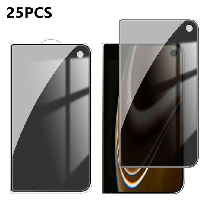 25 láminas de vidrio templado de alta calidad con acabado de aluminio, cobertura total, antihuellas y serigrafía para mayor privacidad., For iPhone 17e / 16e, For iPhone 17 Pro Max, For iPhone 17 Pro, For iPhone 17, For iPhone Air, For iPhone 16 Pro Ma...