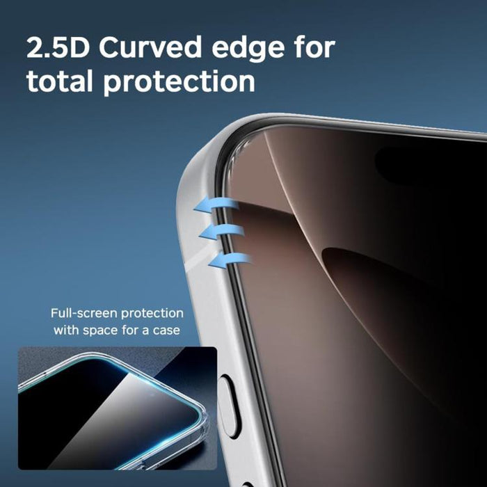 25 láminas de vidrio templado de alta calidad con acabado de aluminio, cobertura total, antihuellas y serigrafía para mayor privacidad., For iPhone 17e / 16e, For iPhone 17 Pro Max, For iPhone 17 Pro, For iPhone 17, For iPhone Air, For iPhone 16 Pro Ma...