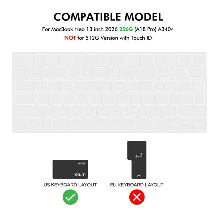 Funda protectora ENKAY versión EU 3 en 1 Crystal con protector de pantalla de TPU y protector de pantalla de PET., For MacBook Neo 13 inch 2026 (A3404) 256G, For MacBook Neo 13 inch 2026 (A3404) 512G