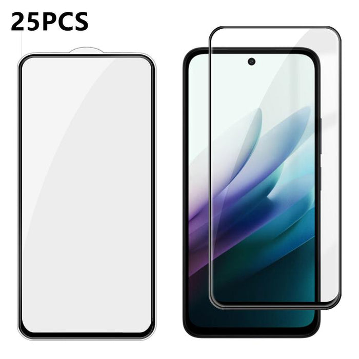 25 láminas de vidrio templado HD de alta calidad, con acabado de aluminio, cobertura total, antihuellas y serigrafía., For Xiaomi 17 Max 5G, For Redmi K90 Max 5G, For Xiaomi Poco C81 Pro 4G, For Redmi R70m 5G, For Redmi R70 5G, For Xiaomi 17T 5G       ...