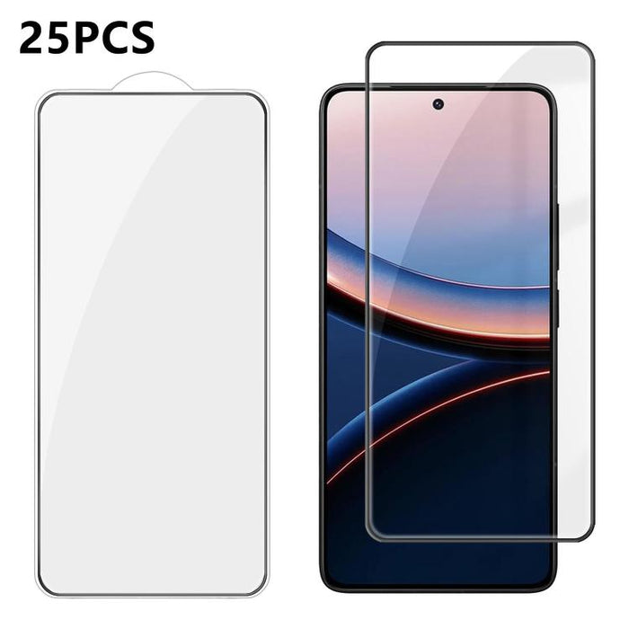 25 láminas de vidrio templado HD de alta calidad, con acabado de aluminio, cobertura total, antihuellas y serigrafía., For Xiaomi 17 Max 5G, For Redmi K90 Max 5G, For Xiaomi Poco C81 Pro 4G, For Redmi R70m 5G, For Redmi R70 5G, For Xiaomi 17T 5G       ...