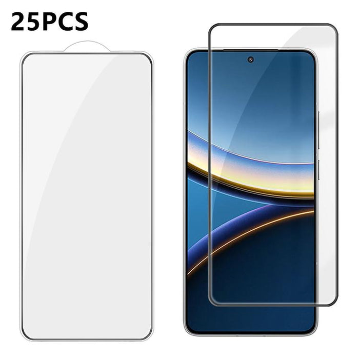25 láminas de vidrio templado HD de alta calidad, con acabado de aluminio, cobertura total, antihuellas y serigrafía., For Xiaomi 17 Max 5G, For Redmi K90 Max 5G, For Xiaomi Poco C81 Pro 4G, For Redmi R70m 5G, For Redmi R70 5G, For Xiaomi 17T 5G       ...