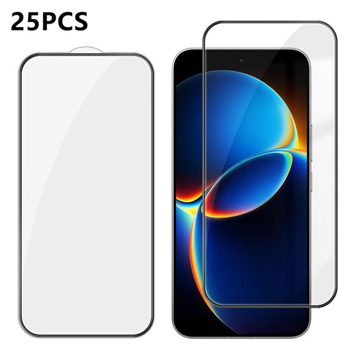 25 láminas de vidrio templado HD de alta calidad, con acabado de aluminio, cobertura total, antihuellas y serigrafía., For Xiaomi 17 Max 5G, For Redmi K90 Max 5G, For Xiaomi Poco C81 Pro 4G, For Redmi R70m 5G, For Redmi R70 5G, For Xiaomi 17T 5G       ...