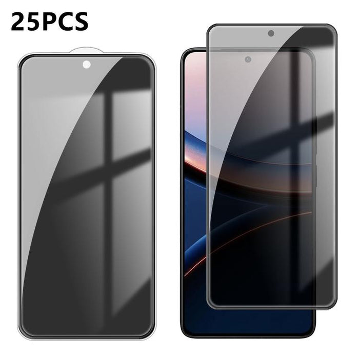25 láminas de vidrio templado de alta calidad con acabado de aluminio, cobertura total, antihuellas y serigrafía para mayor privacidad., For Xiaomi 17 Max 5G, For Redmi K90 Max 5G, For Xiaomi Poco C81 Pro 4G, For Redmi R70m 5G, For Redmi R70 5G        ...