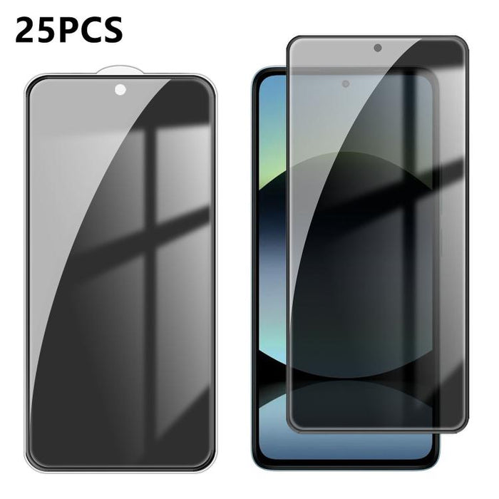 25 láminas de vidrio templado de alta calidad con acabado de aluminio, cobertura total, antihuellas y serigrafía para mayor privacidad., For Xiaomi 17 Max 5G, For Redmi K90 Max 5G, For Xiaomi Poco C81 Pro 4G, For Redmi R70m 5G, For Redmi R70 5G        ...