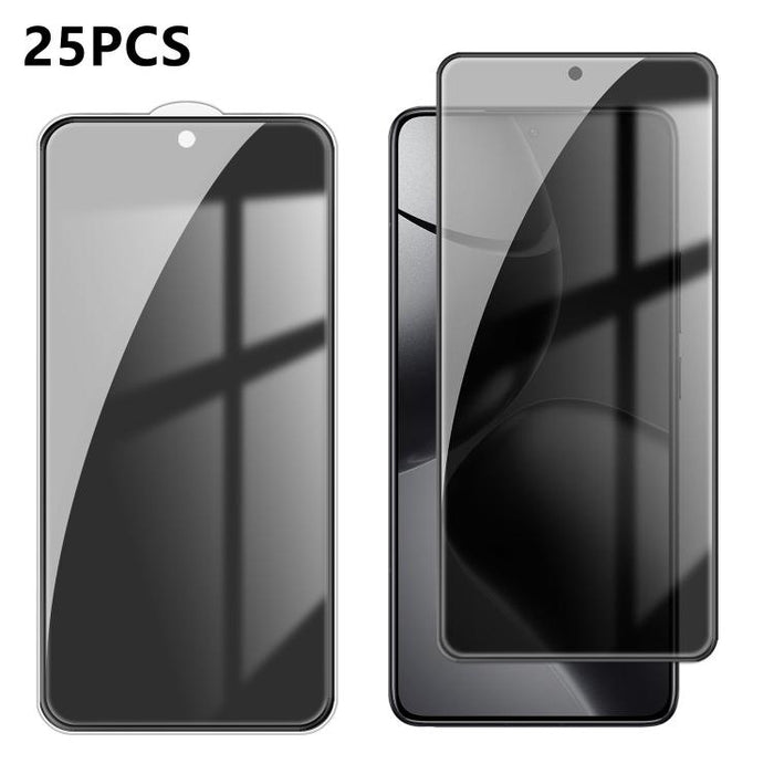 25 láminas de vidrio templado de alta calidad con acabado de aluminio, cobertura total, antihuellas y serigrafía para mayor privacidad., For Xiaomi 17 Max 5G, For Redmi K90 Max 5G, For Xiaomi Poco C81 Pro 4G, For Redmi R70m 5G, For Redmi R70 5G        ...