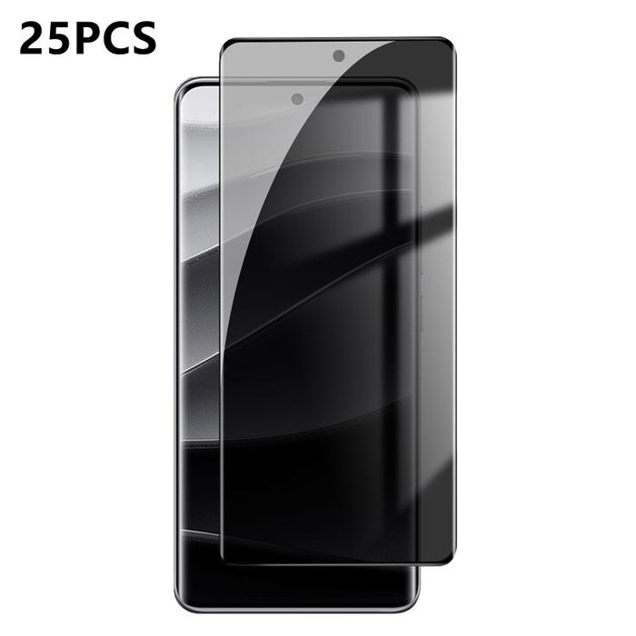 25 láminas de vidrio templado curvado de alta calidad, con protección antihuellas, serigrafiada, de alta cobertura y con acabado de aluminio, que brindan privacidad., For Redmi Note 15 4G / 5G Global 164mm, For Redmi Note 15 Pro+ Global 163.3mm        ...