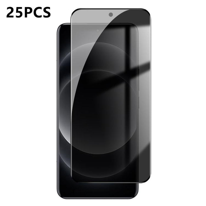 25 láminas de vidrio templado curvado de alta calidad, con protección antihuellas, serigrafiada, de alta cobertura y con acabado de aluminio, que brindan privacidad., For Redmi Note 15 4G / 5G Global 164mm, For Redmi Note 15 Pro+ Global 163.3mm        ...